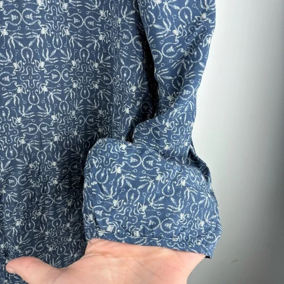 Aritzia Wilfred Oversized Flowy Blue White Patterned Dress Small Boho Cottage - Picture 3 of 10